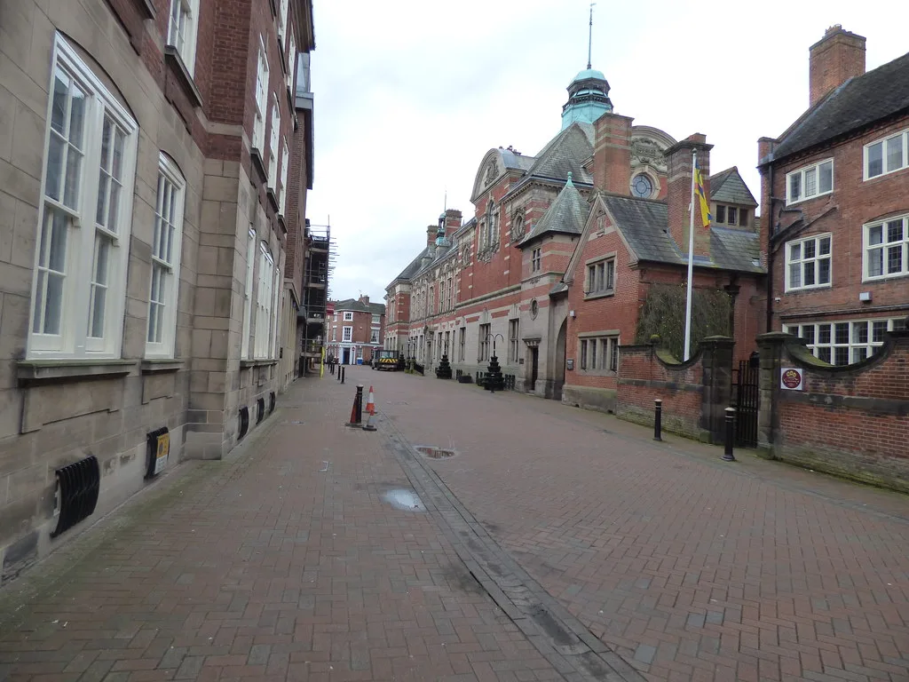 Martin Street, Stafford, with County Buildings on the left. The Council met there on 8 September.